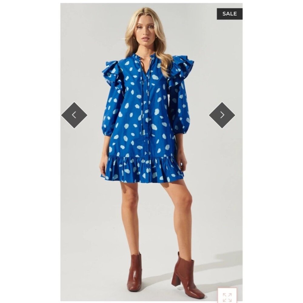 Sugarlips Odessa Dot Sammy Ruffle Drop Waist Dress Small